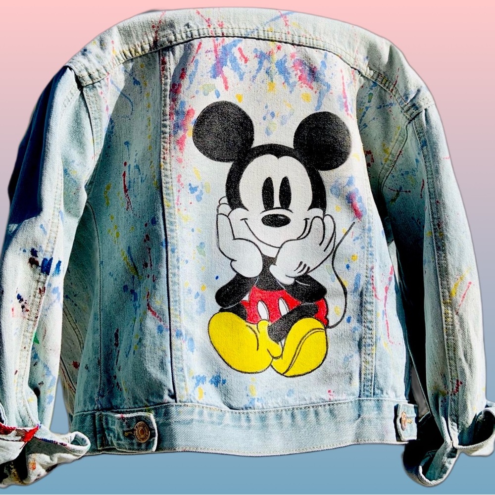 Hand painted Mickey Mouse jean jacket.